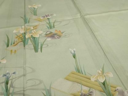 平和屋着物＊夏物 訪問着 絽 流水花鳥文 正絹 逸品 AABI0640jd