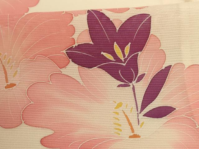 平和屋着物＊夏物　小紋　絽　舞花文　正絹　逸品　AABI0642jd