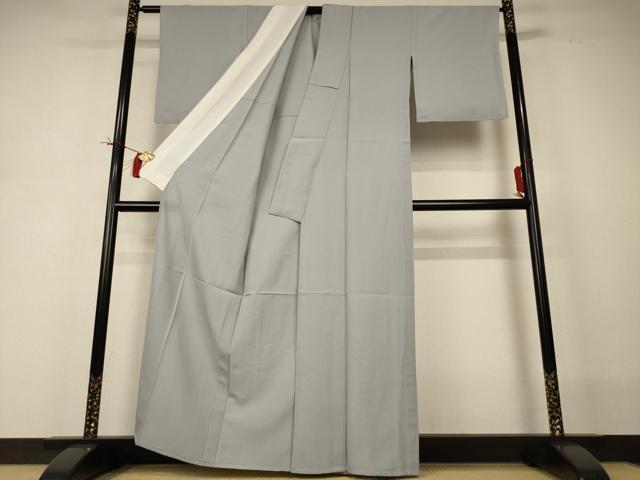 平和屋着物＊夏物 色無地 絽 灰青色 正絹 逸品 AABI0646jd