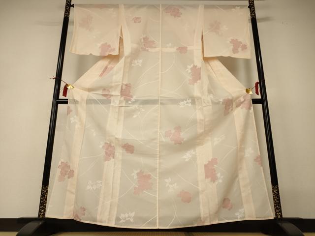 平和屋着物＊夏物 小紋 紗 草花文 正絹 逸品 AABI0650jd