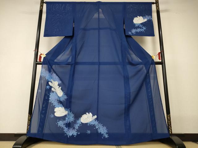 平和屋着物＊夏物 訪問着 絽 手描き 花鳥文 正絹 逸品 AABI0651jd