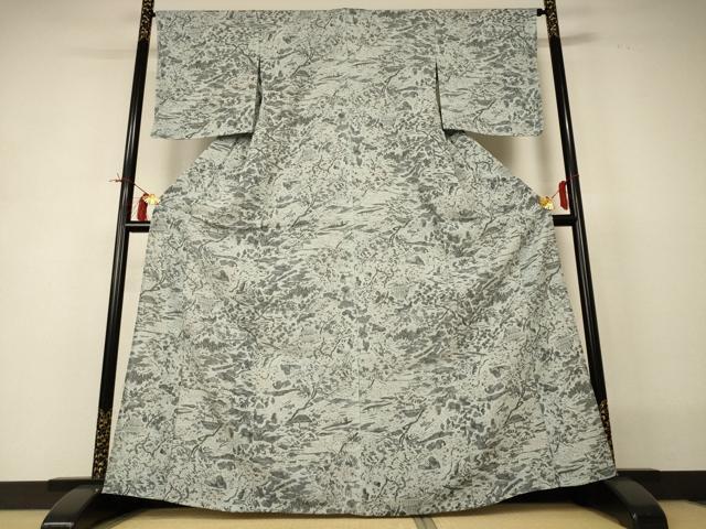 平和屋着物＊夏物 小紋 絽 手描き 風景文 正絹 逸品 AABI0653jd