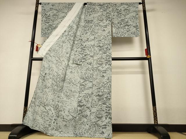 平和屋着物＊夏物 小紋 絽 手描き 風景文 正絹 逸品 AABI0653jd