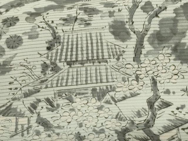平和屋着物＊夏物 小紋 絽 手描き 風景文 正絹 逸品 AABI0653jd