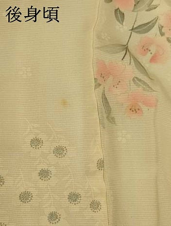 平和屋着物＊夏物 小紋 絽 草花文 銀彩 正絹 逸品 AABI0654jd