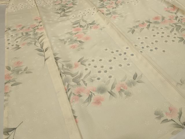 平和屋着物＊夏物 小紋 絽 草花文 銀彩 正絹 逸品 AABI0654jd