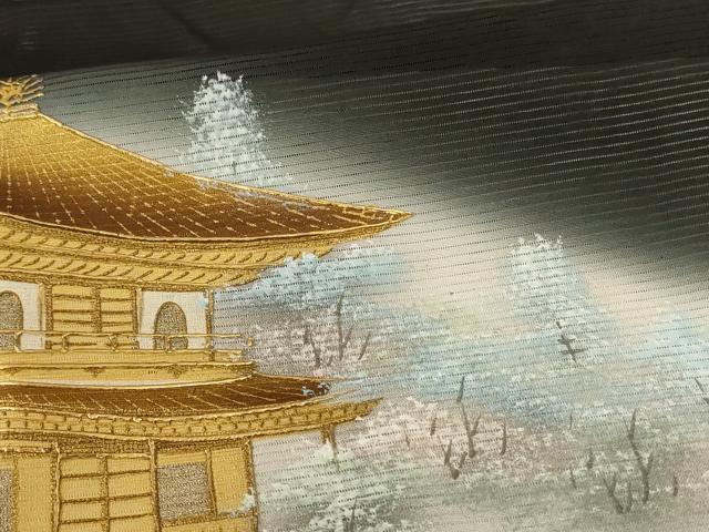平和屋着物＊夏物 黒留袖 絽 作家物 風景文 暈し染め 金彩 正絹 逸品 AABI0656jd