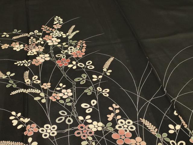 平和屋着物＊夏物　訪問着　絽　草花文　銀彩　正絹　逸品　AABI0657jd