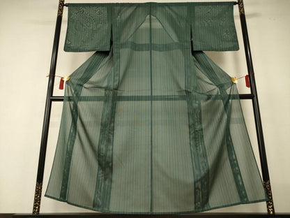 平和屋着物＊夏物 小紋 紗 縞 正絹 逸品 未使用 AABI0658jd