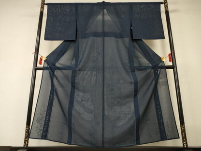 平和屋着物＊夏物 色無地 絽 草花紋紗 褐返色 正絹 逸品 AABI0660jd