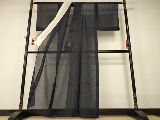 平和屋着物＊夏物 色無地 霞紋紗 蝋色 正絹 逸品 AABI0663jd