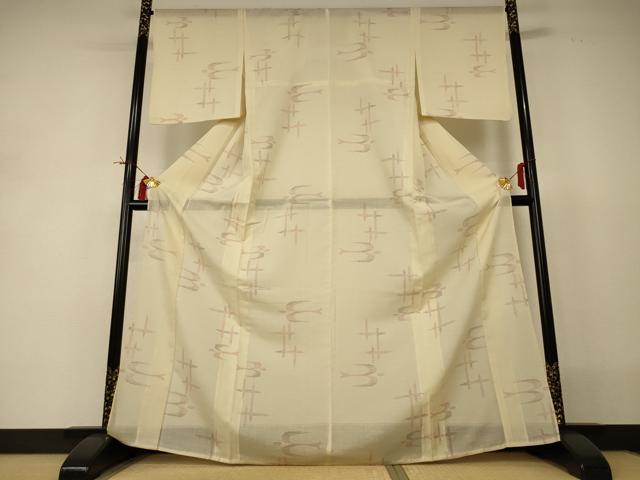 平和屋着物＊夏物 小紋 紗 琉球絣文様 正絹 逸品 AABI0665jd