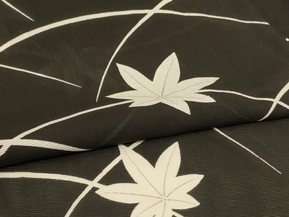 平和屋着物＊夏物 小紋 絽 芝楓文 銀彩 正絹 逸品 AABI0667jd