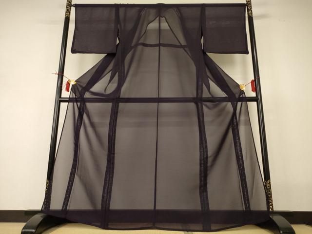 平和屋着物＊夏物 色無地 紗 黒紅色 正絹 逸品 AABI0668jd