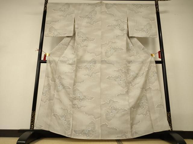 平和屋着物＊夏物 本場大島紬 夏大島 雲取り草花文 正絹 逸品 AABI0669jd