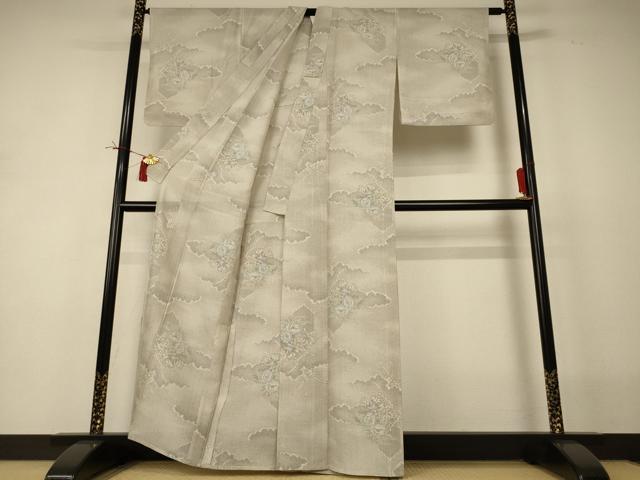 平和屋着物＊夏物 本場大島紬 夏大島 雲取り草花文 正絹 逸品 AABI0669jd