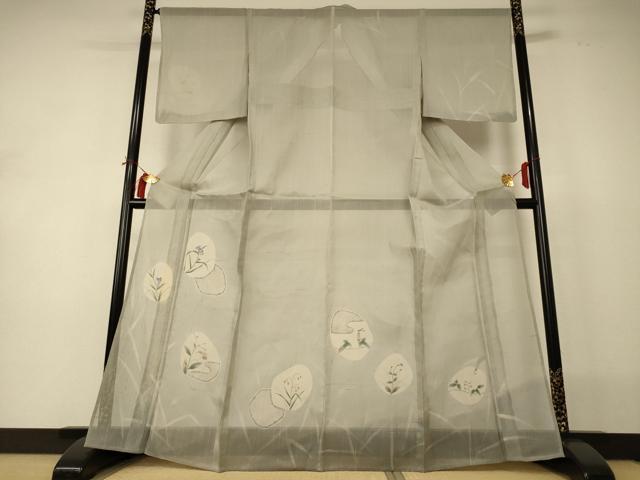 平和屋着物＊夏物 絹芭蕉 訪問着 草花文 正絹 逸品 未使用 AABI0674jd