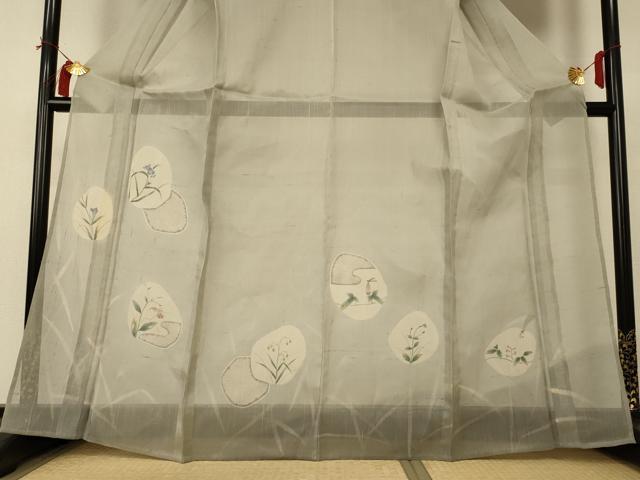 平和屋着物＊夏物 絹芭蕉 訪問着 草花文 正絹 逸品 未使用 AABI0674jd