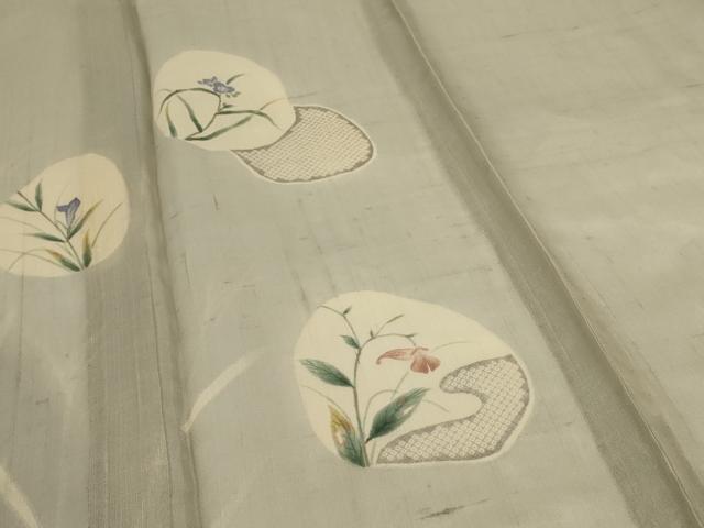 平和屋着物＊夏物 絹芭蕉 訪問着 草花文 正絹 逸品 未使用 AABI0674jd
