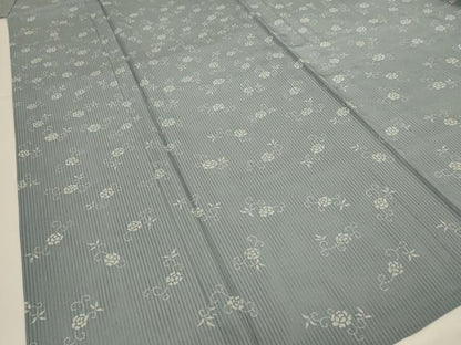 平和屋着物＊夏物　小紋　縦絽　花唐草文　正絹　逸品　AABI0675jd