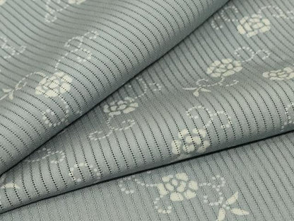 平和屋着物＊夏物　小紋　縦絽　花唐草文　正絹　逸品　AABI0675jd