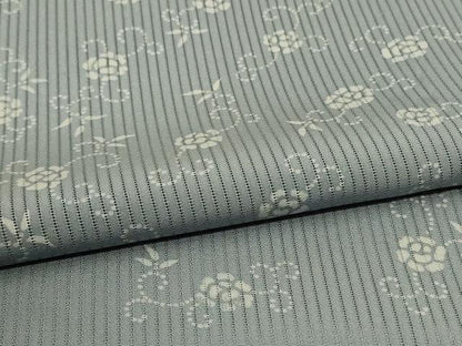 平和屋着物＊夏物　小紋　縦絽　花唐草文　正絹　逸品　AABI0675jd