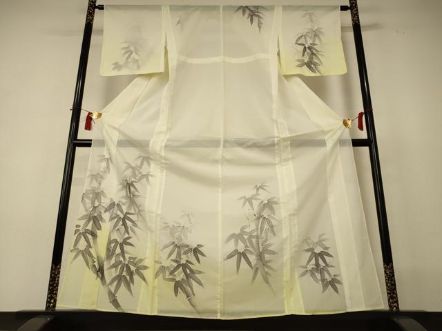 平和屋着物＊夏物 訪問着 絽 手描き 笹文 暈し染め 洗える着物 AABI0676jd