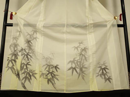 平和屋着物＊夏物 訪問着 絽 手描き 笹文 暈し染め 洗える着物 AABI0676jd