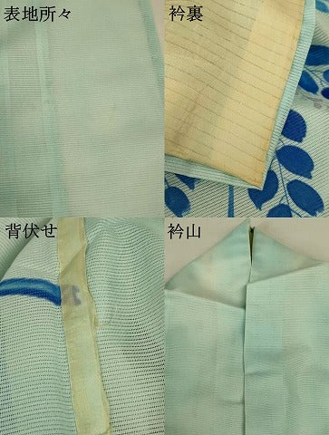 平和屋着物＊夏物 訪問着 絽 手描き 草花文 洗える着物 AABI0678jd