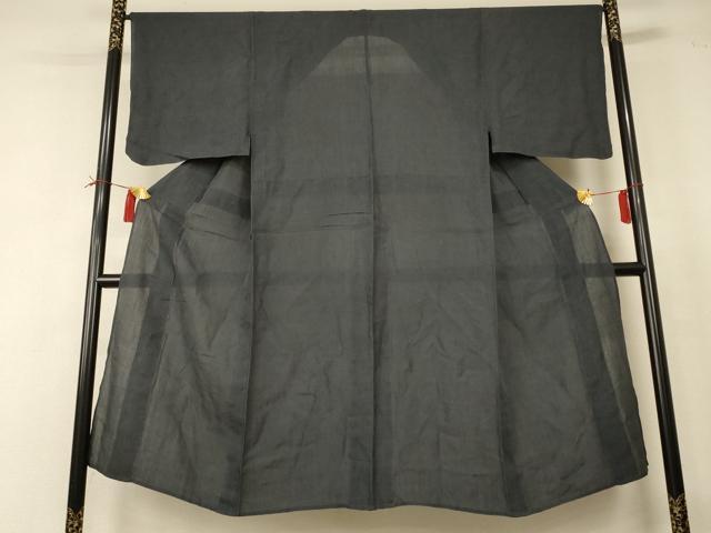 平和屋着物＊夏物 男性 小千谷ちぢみ 色無地 藍墨茶色 麻 逸品 AABI0679jd