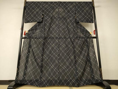 平和屋着物＊夏物 小紋 絽 網目文 正絹 逸品 AABI0686jd