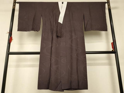 平和屋着物＊夏物 長襦袢 流水紋紗 黒橡色 正絹 逸品 AABI0692jd