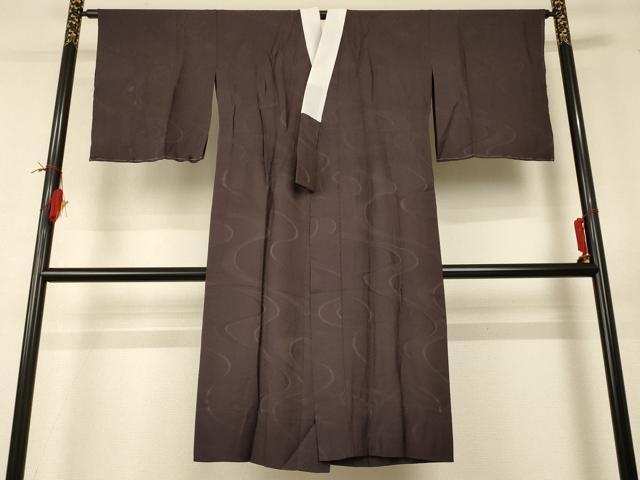 平和屋着物＊夏物 長襦袢 流水紋紗 黒橡色 正絹 逸品 AABI0692jd