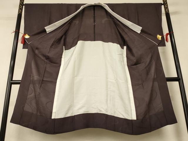 平和屋着物＊夏物 長襦袢 流水紋紗 黒橡色 正絹 逸品 AABI0692jd