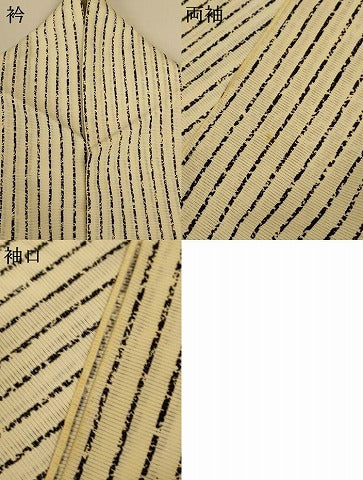 平和屋着物＊夏物 訪問着 絽 変わり縞 鶴 金彩 三越扱い 正絹 逸品 AABI0694jd