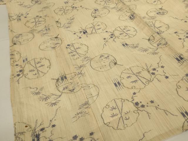 平和屋着物＊夏物 小千谷ちぢみ 雪輪文 麻 逸品 AABI0695jd
