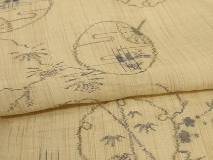 平和屋着物＊夏物 小千谷ちぢみ 雪輪文 麻 逸品 AABI0695jd