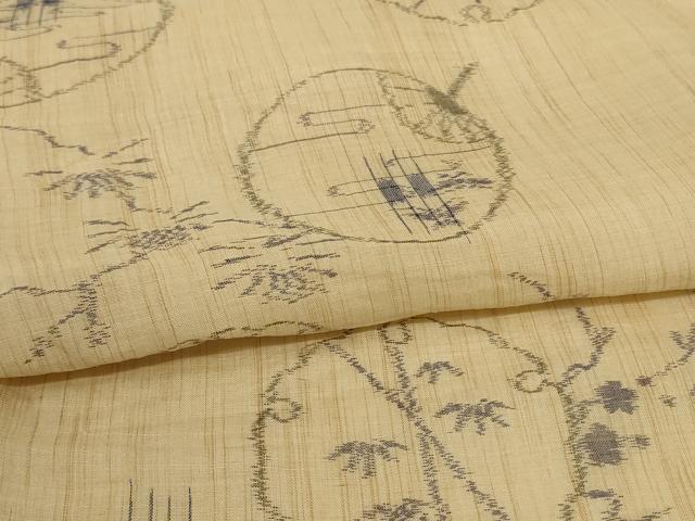 平和屋着物＊夏物 小千谷ちぢみ 雪輪文 麻 逸品 AABI0695jd