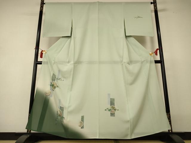 平和屋着物＊夏物 訪問着 絽 手描き 葡萄蔦の葉文 暈し染め 正絹 逸品 AABI0696jd