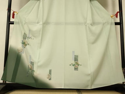 平和屋着物＊夏物 訪問着 絽 手描き 葡萄蔦の葉文 暈し染め 正絹 逸品 AABI0696jd