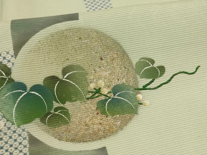 平和屋着物＊夏物 訪問着 絽 手描き 葡萄蔦の葉文 暈し染め 正絹 逸品 AABI0696jd