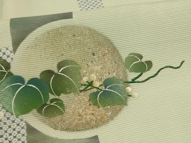 平和屋着物＊夏物 訪問着 絽 手描き 葡萄蔦の葉文 暈し染め 正絹 逸品 AABI0696jd