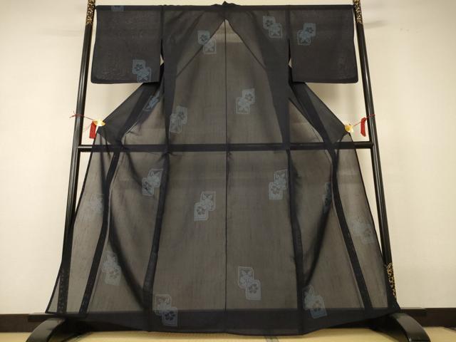 平和屋着物＊夏物 紗紬 色紙花文 正絹 逸品 AABI0698jd