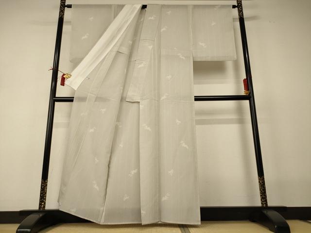 平和屋着物＊夏物 小紋 紗 縞 兎 正絹 逸品 AABI0702jd