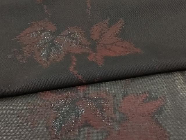 平和屋着物＊夏物 小紋 紗 蔦の葉文 銀糸 正絹 逸品 AABI0703jd