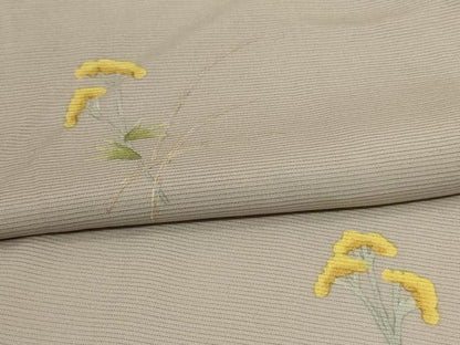 平和屋着物＊夏物 小紋 絽 手描き 草花文 正絹 逸品 AABI0704jd