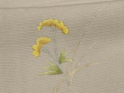 平和屋着物＊夏物 小紋 絽 手描き 草花文 正絹 逸品 AABI0704jd