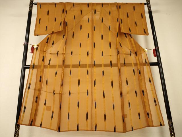 平和屋着物＊夏物 小紋 紗 矢羽文 正絹 逸品 AABI0705jd