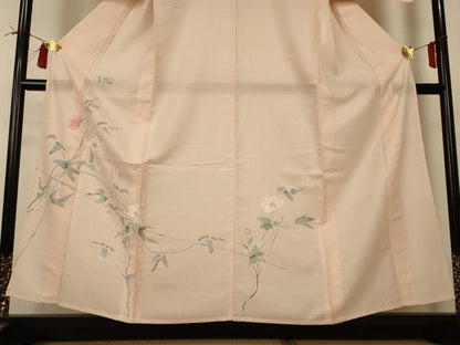 平和屋着物＊夏物 訪問着 絽 手描き 草花文 正絹 逸品 AABI0706jd