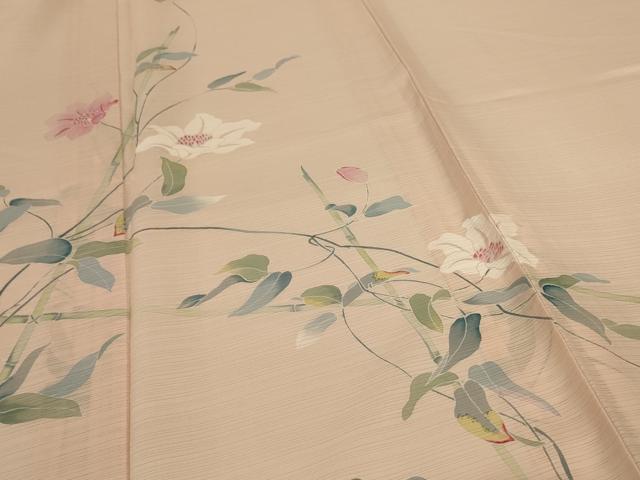 平和屋着物＊夏物 訪問着 絽 手描き 草花文 正絹 逸品 AABI0706jd